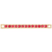 Entrepieza 30x2 mm con strass - Dorado - Rojo x1