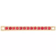 Entrepieza 30x2 mm con strass - Dorado - Rojo x1