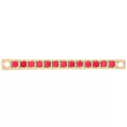 Entrepieza 30x2 mm con strass - Dorado - Rojo x1