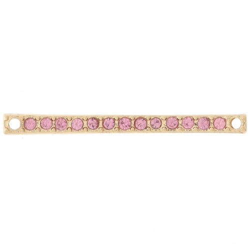 Entrepieza 30x2 mm con strass - Dorado - Rosa claro x1