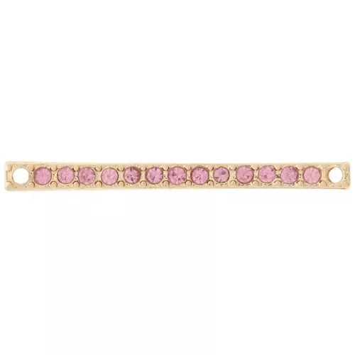 Entrepieza 30x2 mm con strass - Dorado - Rosa claro x1