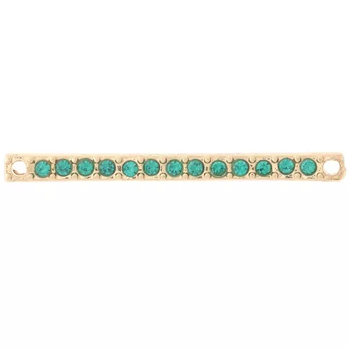 Entrepieza 30x2 mm con strass - Dorado - Azul petróleo x1