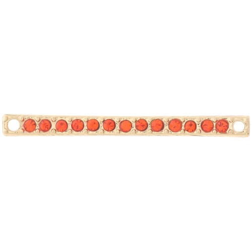 Entrepieza 30x2 mm con strass - Dorado - Naranja x1