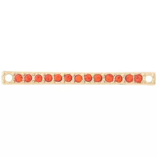 Entrepieza 30x2 mm con strass - Dorado - Naranja x1