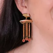 Entrepieza 30x2 mm con strass - Dorado - Naranja x1