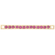 Entrepieza 30x2 mm con strass - Dorado - Fucsia x1
