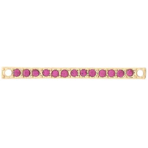 Entrepieza 30x2 mm con strass - Dorado - Fucsia x1