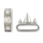 Cuenta pasante spike 6x17 mm plateado envejecido x1