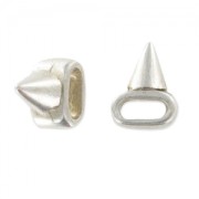 Cuenta pasante spike para cordón 5 mm plateado envejecido x1
