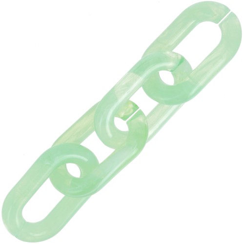 Eslabón acrílico transparente ovalado 39x23 mm - Menta jaspeada - Blanco x1