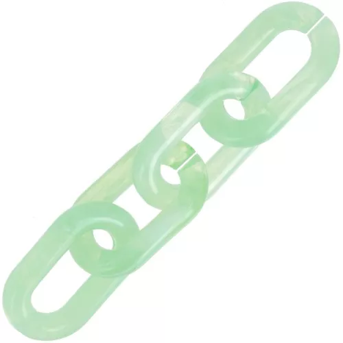 Eslabón acrílico transparente ovalado 39x23 mm - Menta jaspeada - Blanco x1