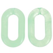 Eslabón acrílico transparente ovalado 39x23 mm - Menta jaspeada - Blanco x1