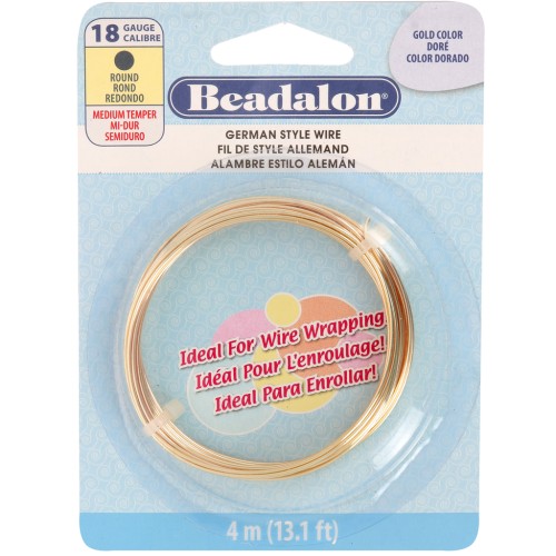 Hilo redondo de latón de 1,02 mm - German Style Wire - Dorado x 4 m