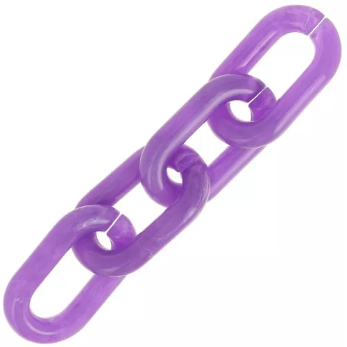 Eslabón acrílico transparente ovalado 39x23 mm - Jaspeado púrpura - Blanco x1