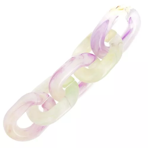 Eslabón acrílico transparente ovalado 24x18 mm - Violeta jaspeado - Verde x1