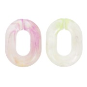Eslabón acrílico transparente ovalado 24x18 mm - Violeta jaspeado - Verde x1