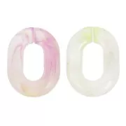 Eslabón acrílico transparente ovalado 24x18 mm - Violeta jaspeado - Verde x1