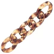Eslabón acrílico trenzado oval 29x20 mm - Estampado leopardo - Marrón - Beige x1