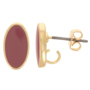 Pendientes ovalados 12x7 mm con resina epoxi - Dorado - Rosa viejo x2|raw }}