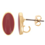 Pendientes ovalados 12x7 mm con resina epoxi - Dorado - Brick x2