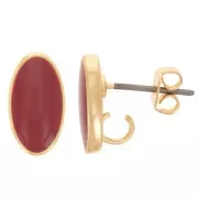 Pendientes ovalados 12x7 mm con resina epoxi - Dorado - Brick x2