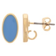 Pendientes ovalados 12x7 mm con resina epoxi - Dorado - Azul x2|raw }}