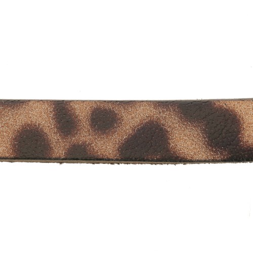 Cordón plano cuero 10 mm Leopardo x30cm