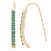 Pendientes de strass 22x2 mm con agujero - Dorado - Azul petróleo x2