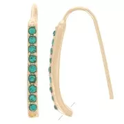 Pendientes de strass 22x2 mm con agujero - Dorado - Azul petróleo x2