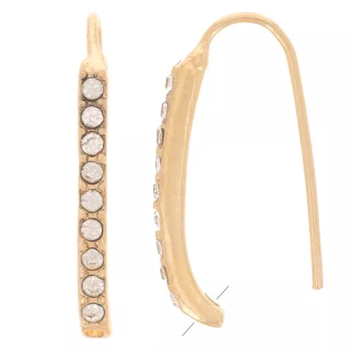 Ganchos pendientes con strass 22x2 mm con un agujero - Dorado - Cristal x2