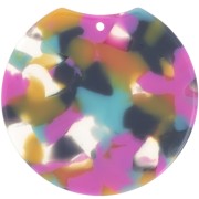 Colgante redondo recortado 35x36,5 mm - Carey Fucsia - Azul - Camel x1|raw }}