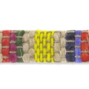 Cordón plano cuero cubierto por trenzado lino 10 mm Amarillo x30cm