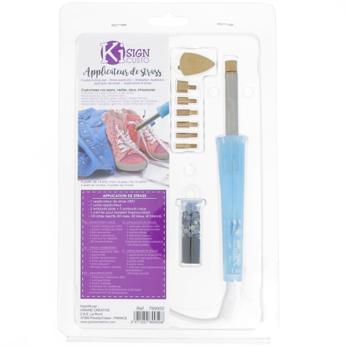 Aplicador de strass hotfix con 7 puntas de repuesto y 120 strass