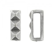 Cuenta pasante decoración relieve para cordón 10mm plateado antig. x1