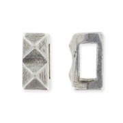 Cuenta pasante relieve para cordón 3mm plateado envejecido x1|raw }}