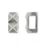 Cuenta pasante relieve para cordón 3mm plateado envejecido x1