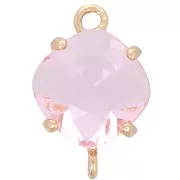 Entrepieza de cristal facetado en forma de diamante 16x11 mm - Dorado - Rosa claro x1