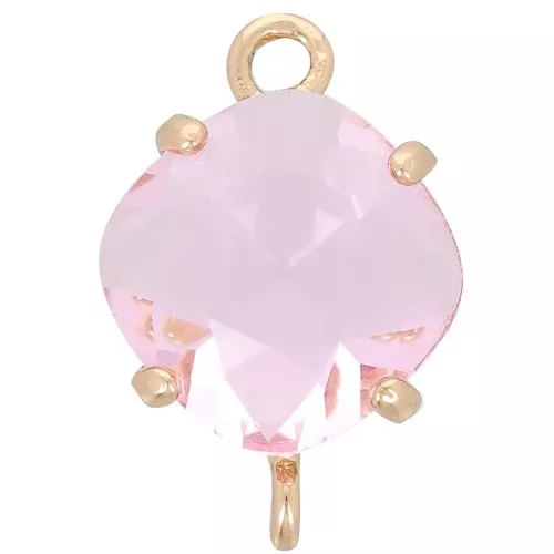 Entrepieza de cristal facetado en forma de diamante 16x11 mm - Dorado - Rosa claro x1
