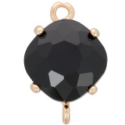 Entrepieza de cristal facetado en forma de diamante 16x11 mm - Dorado - Negro x1|raw }}