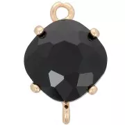 Entrepieza de cristal facetado en forma de diamante 16x11 mm - Dorado - Negro x1