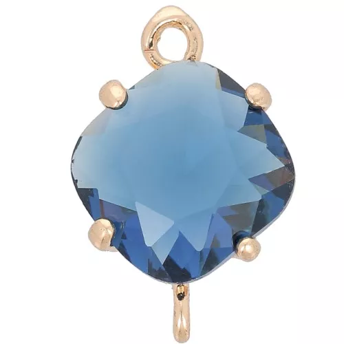 Entrepieza de cristal facetado en forma de diamante 16x11 mm - Dorado - Blue jean x1