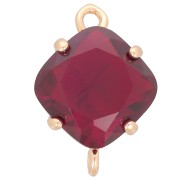 Entrepieza de cristal facetado en forma de diamante 16x11 mm - Dorado - Rojo x1|raw }}