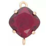 Entrepieza de cristal facetado en forma de diamante 16x11 mm - Dorado - Rojo x1