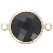 Entrepieza redondo de cristal facetado 15 mm - Oro - Negro x1|raw }}