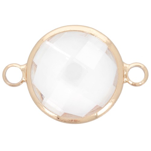 Cristal facetado redondo entrepieza 15 mm - Oro - Cristal x1