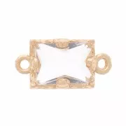 Entrepieza rectangular de cristal facetado 12x6 mm - Dorado - Cristal x1