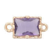 Entrepieza rectangular de cristal facetado 12x6 mm - Dorado - Violeta x1|raw }}