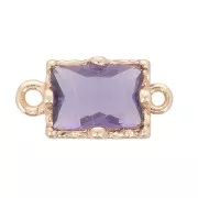Entrepieza rectangular de cristal facetado 12x6 mm - Dorado - Violeta x1