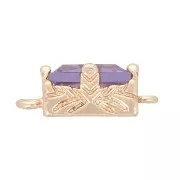 Entrepieza rectangular de cristal facetado 12x6 mm - Dorado - Violeta x1