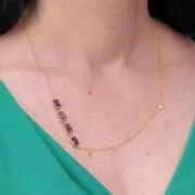 Entrepieza rectangular de cristal facetado 12x6 mm - Dorado - Violeta x1